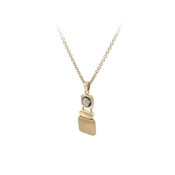 Золотое ожерелье с коричневым камнем