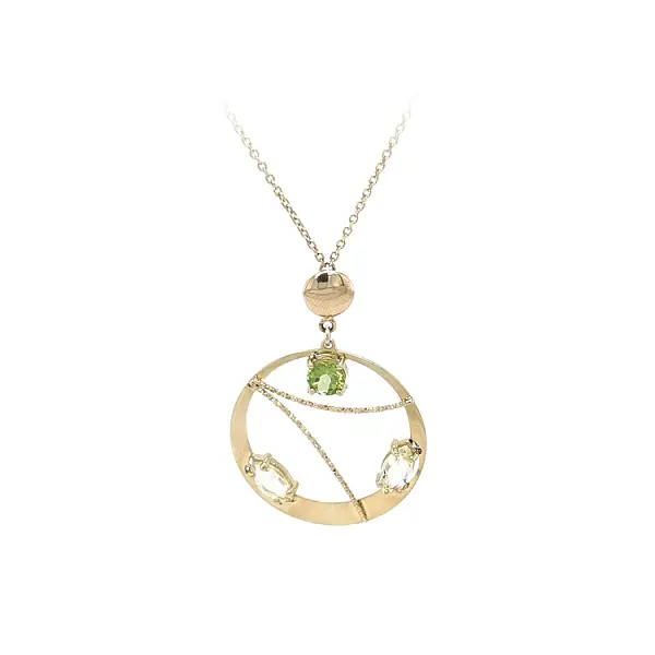 Золотое ожерелье с цветными камнями