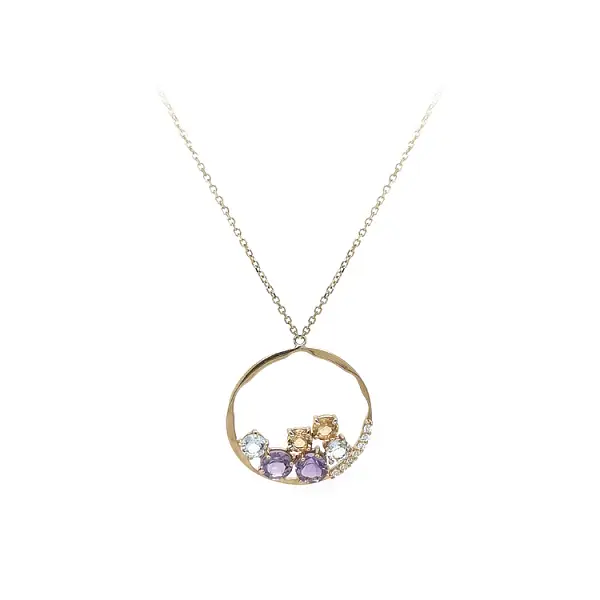 Золотое ожерелье с цветными камнями