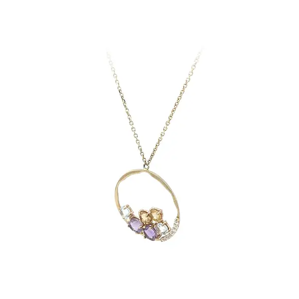 Золотое ожерелье с цветными камнями