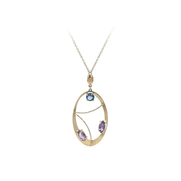 Золотое ожерелье с цветными камнями