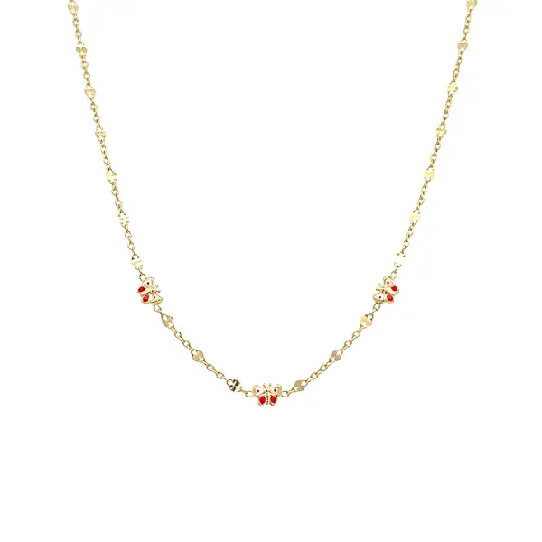 Золотое детское ожерелье с бабочками