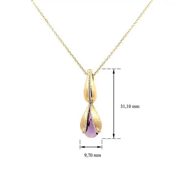 Золотое ожерелье с фиолетовым камнем
