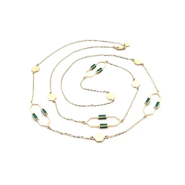 Золотое ожерелье с эмалью