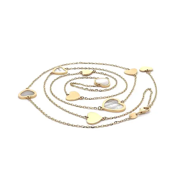 Золотое ожерелье Сердечки с жемчужиной