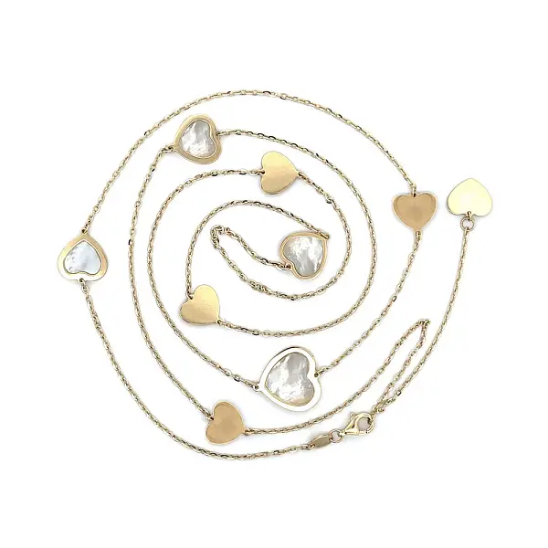 Золотое ожерелье Сердечки с жемчужиной