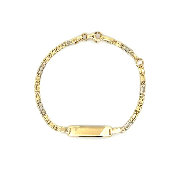 Золотой детский браслет с пластиной