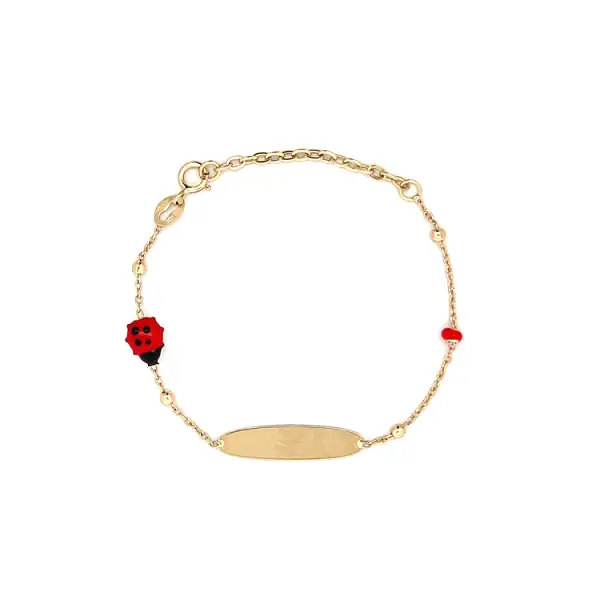 Золотой детский браслет с пластиной для гравировки