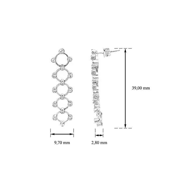 Золотые серьги-пусеты с цирконами