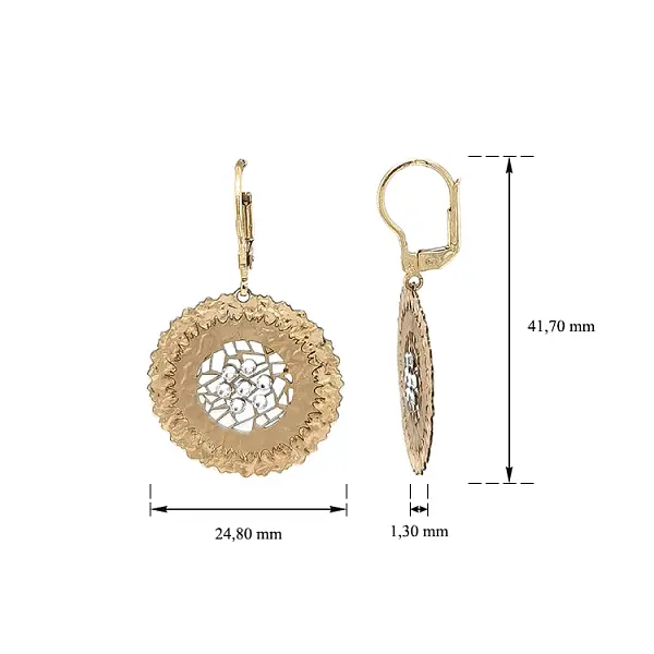 Золотые серьги-пусеты с цирконами