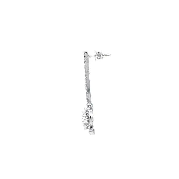 Серьги-пусеты из белого золота с цирконами