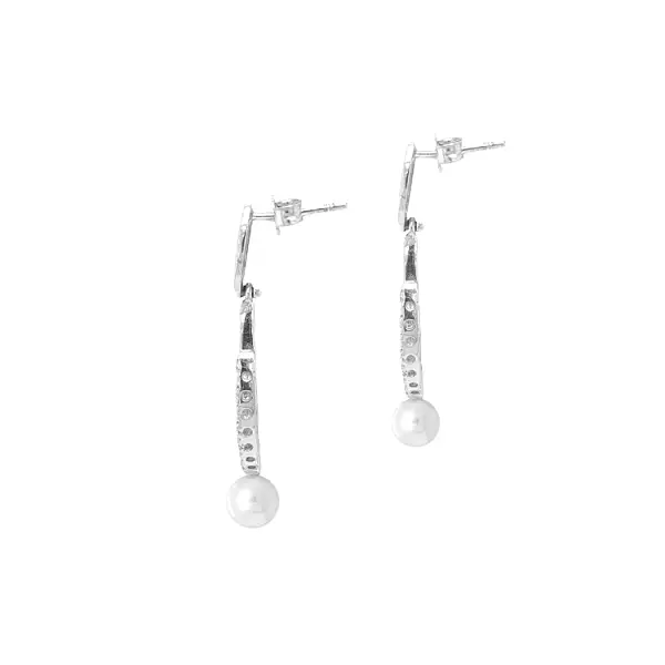 Золотые серьги с жемчугом и цирконами