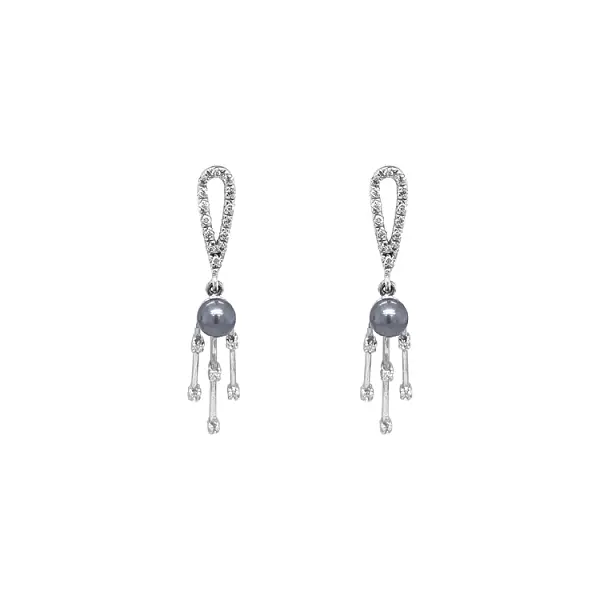 Золотые серьги с жемчугом и цирконами