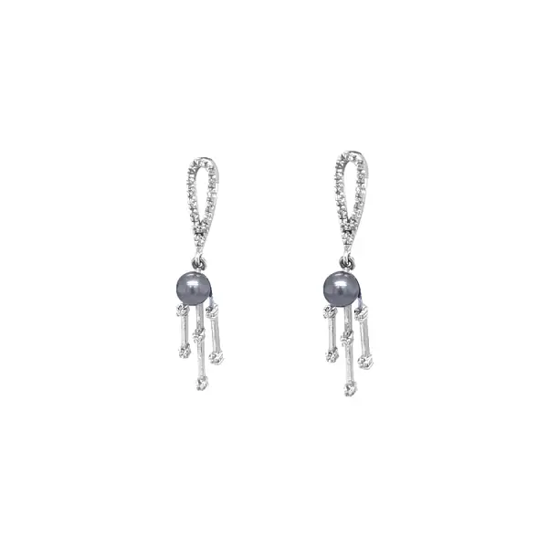 Золотые серьги с жемчугом и цирконами