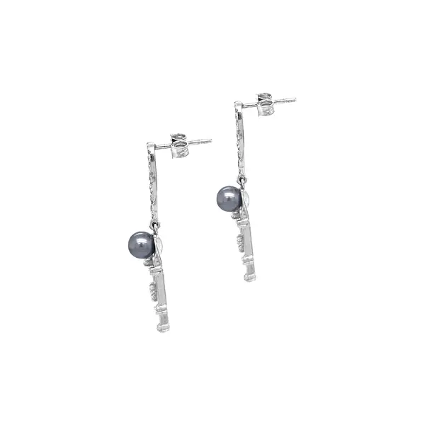 Золотые серьги с жемчугом и цирконами