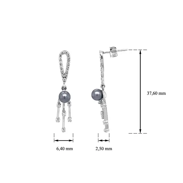 Золотые серьги с жемчугом и цирконами