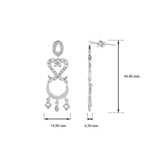 Золотые серьги-пусеты с цирконами