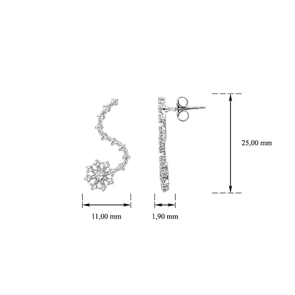 Серьги с цирконами из белого золота