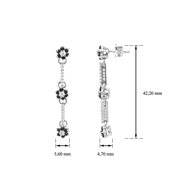 Золотые серьги-пусеты с цирконами