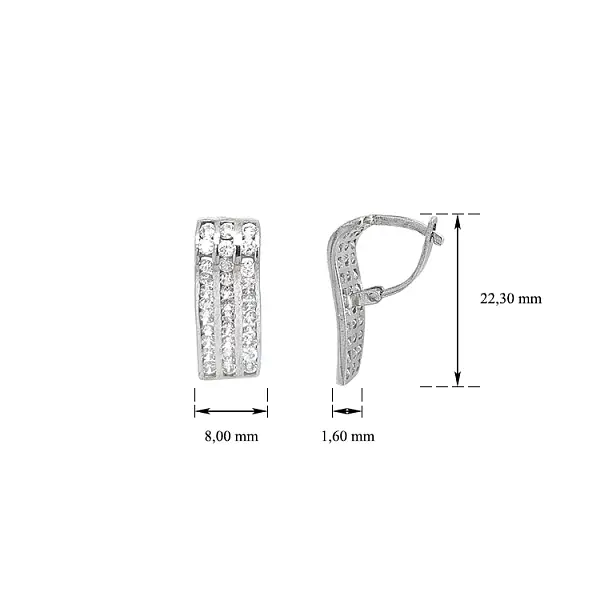 Серьги с цирконами из белого золота