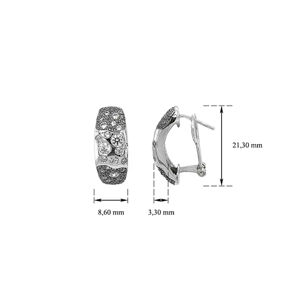 Серьги с цирконами из белого золота