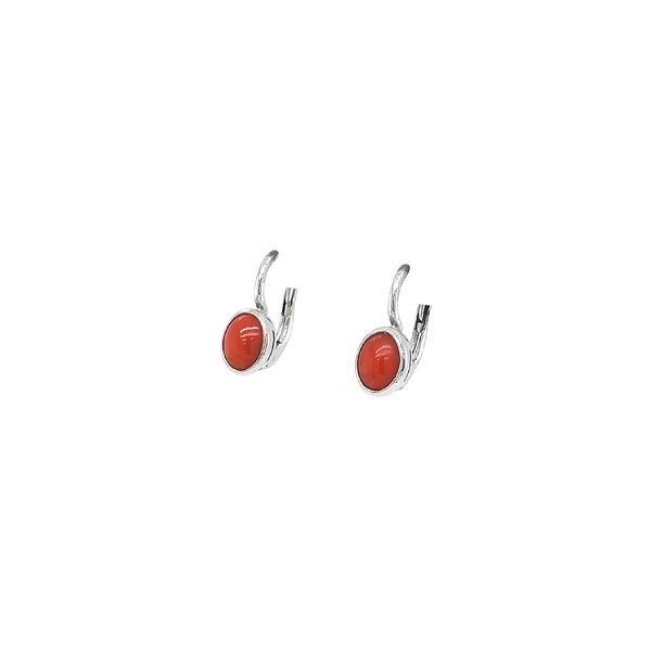 Серьги с кораллом из белого золота
