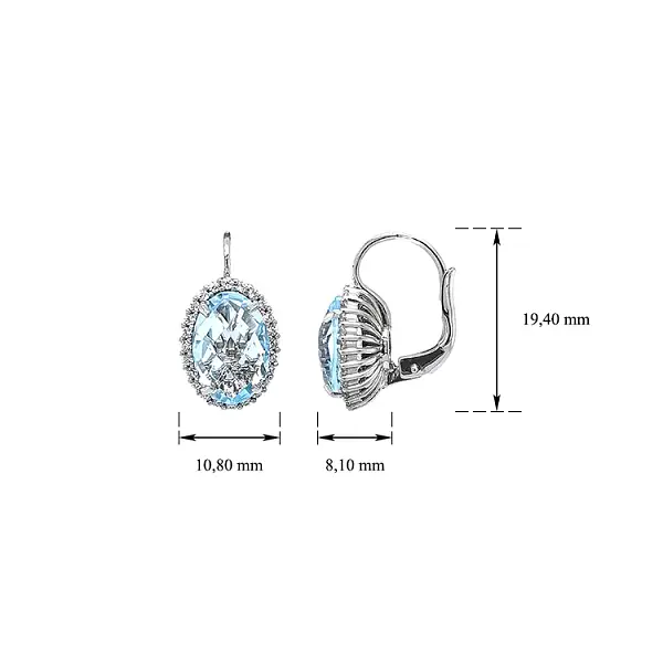 Серьги с топазом из белого золота
