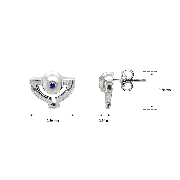 Серьги из белого золота с сапфиром