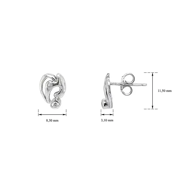 Серьги с цирконами из белого золота