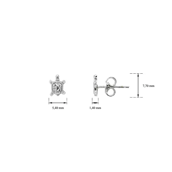 Серьги из черепахового панциря в белом золоте с циркониями