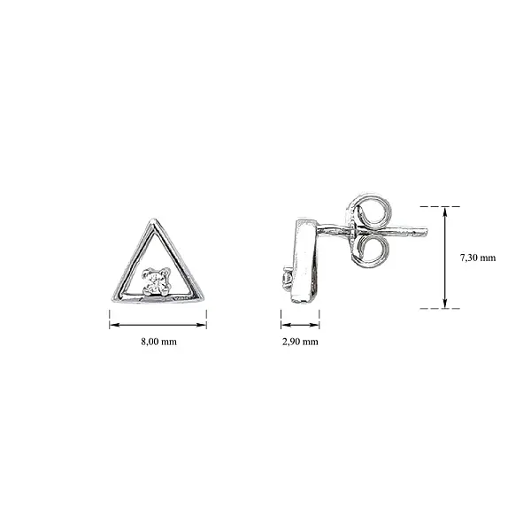 Серьги Треугольник с цирконием