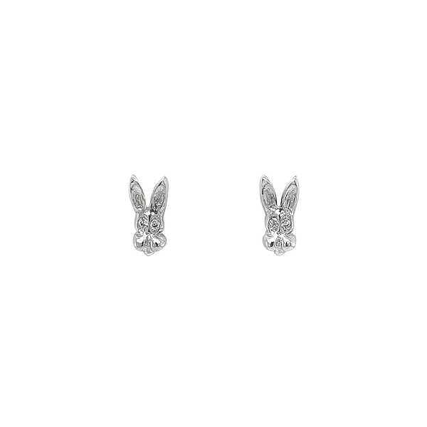 Серьги с изображением кролика из белого золота