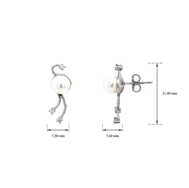 Серьги с жемчугом из белого золота