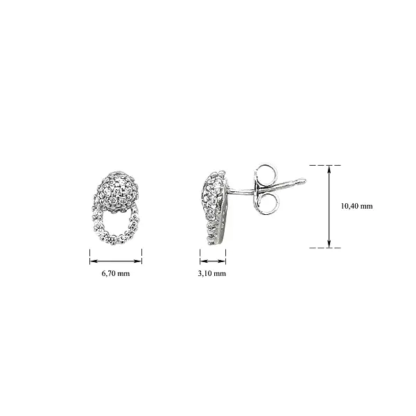Элегантные серьги из белого золота с мелким цирконом