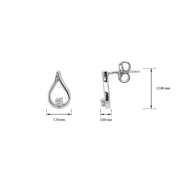 Серьги с цирконами из белого золота