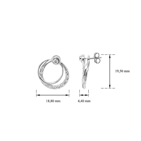 Золотые серьги с цирконами из белого золота