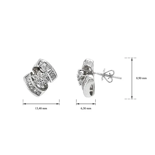Элегантные серьги из белого золота с цирконами
