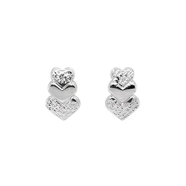 Серьги-сердца из белого золота