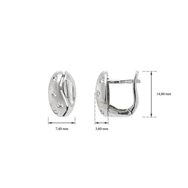 Серьги с цирконами из белого золота