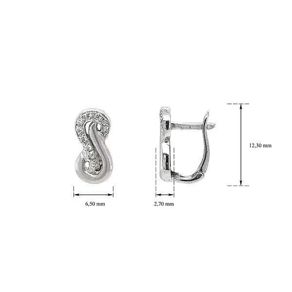 Серьги с цирконами из белого золота