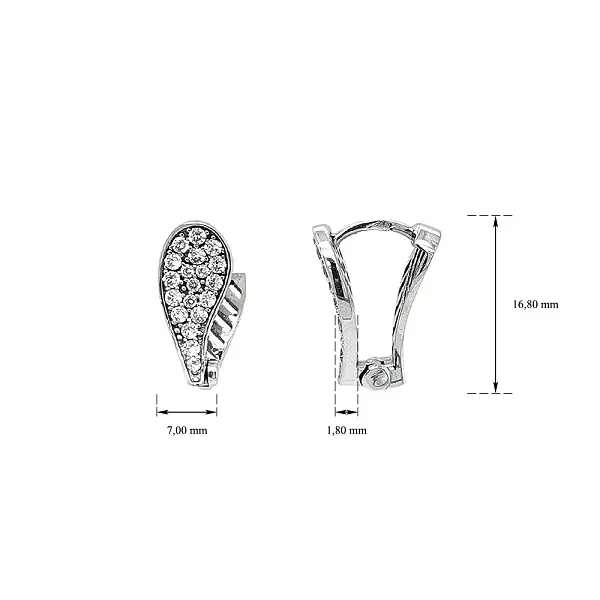 Серьги с цирконами из белого золота