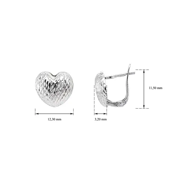 Элегантные серьги-сердца из белого золота