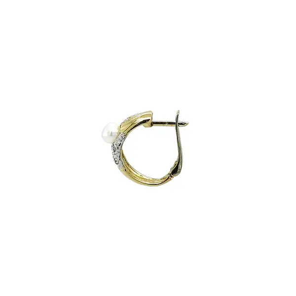 Золотые серьги с жемчугом и цирконами