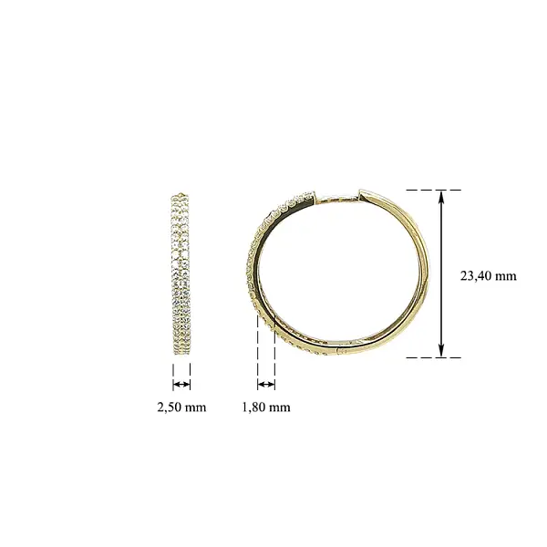 Золотые круглые серьги с цирконами