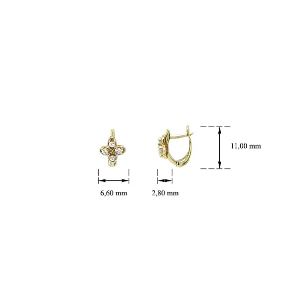 Золотые серьги с цирконами