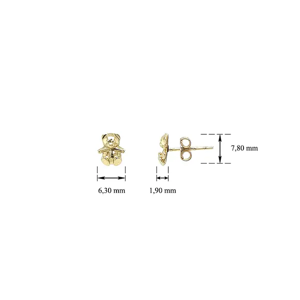 Золотые серьги в виде медвежонка