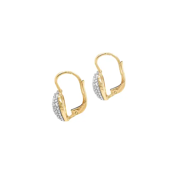 Золотые серьги в форме сердца с цирконами