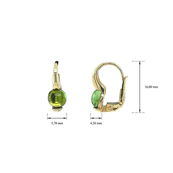 Золотые серьги с перидотом