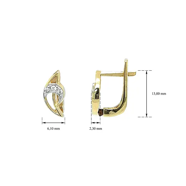 Золотые серьги с цирконами