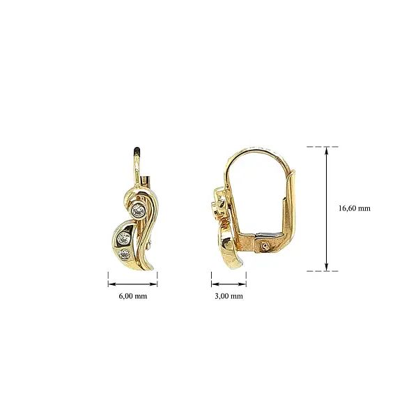 Золотые серьги с цирконами